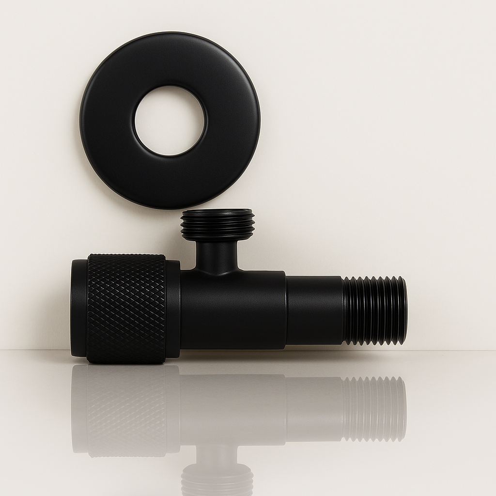 محبس زاوية وكره دائري اسود إيطالي